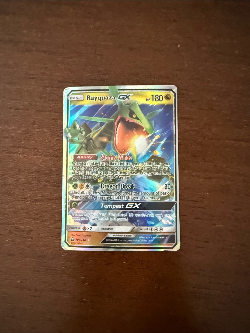 Rayquaza GX Holo Pokémon Card - Green Dragon Artwork